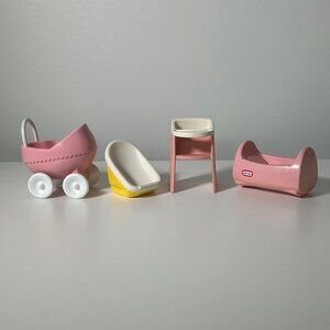 Vintage 90s Little Tikes Dollhouse Baby Furniture Set Of 4  (ZZ28)
